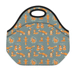 Christmas Fox Pattern Print Neoprene Lunch Bag