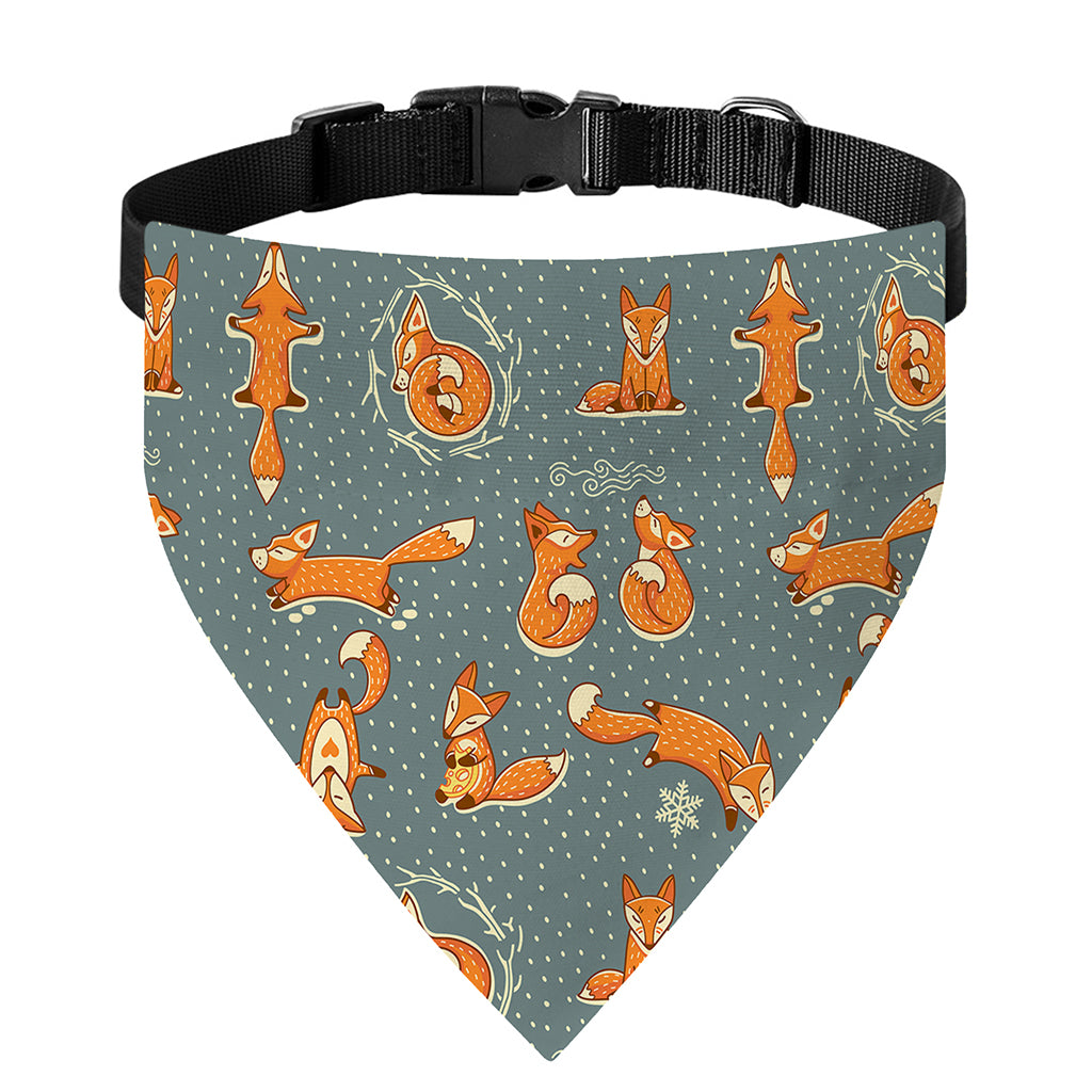 Christmas Fox Pattern Print Over The Collar Dog Bandana