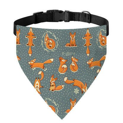 Christmas Fox Pattern Print Over The Collar Dog Bandana