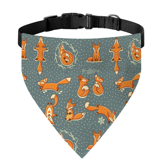 Christmas Fox Pattern Print Over The Collar Dog Bandana