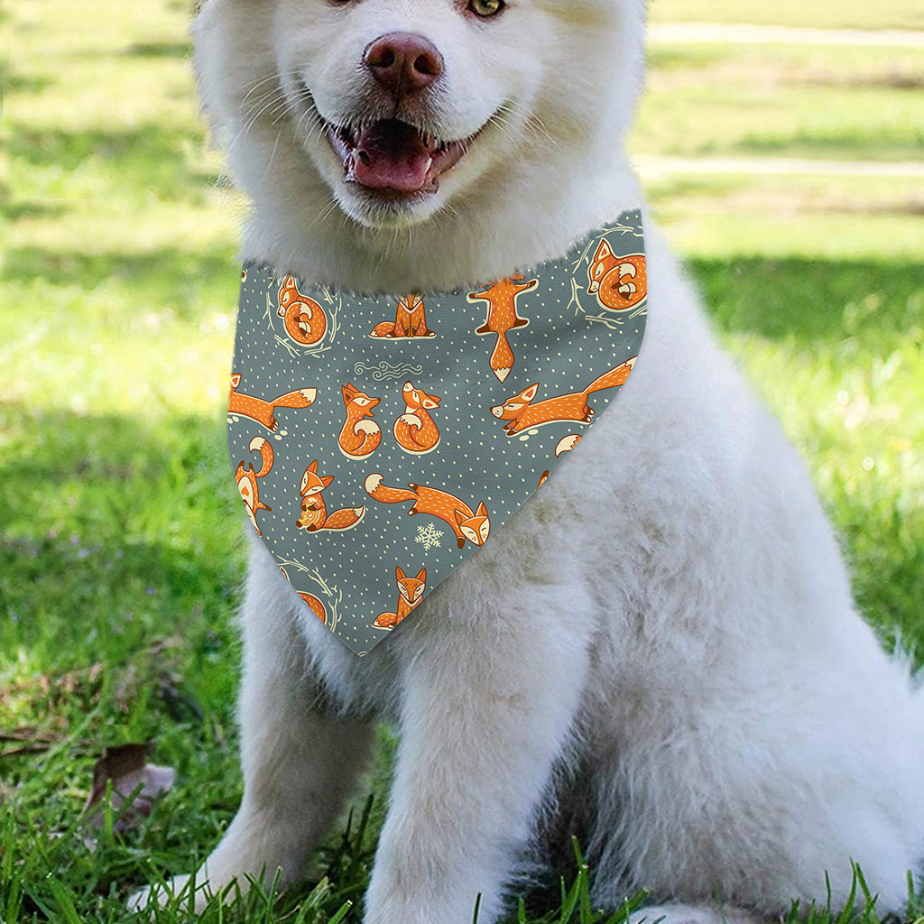 Christmas Fox Pattern Print Over The Collar Dog Bandana