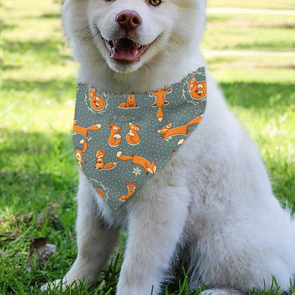 Christmas Fox Pattern Print Over The Collar Dog Bandana