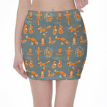 Christmas Fox Pattern Print Pencil Mini Skirt