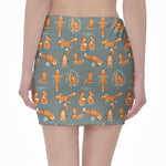 Christmas Fox Pattern Print Pencil Mini Skirt