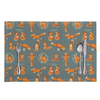 Christmas Fox Pattern Print Placemat
