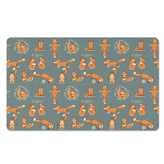 Christmas Fox Pattern Print Polyester Doormat
