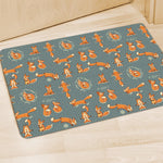 Christmas Fox Pattern Print Polyester Doormat