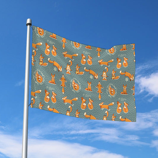 Christmas Fox Pattern Print Polyester Flag