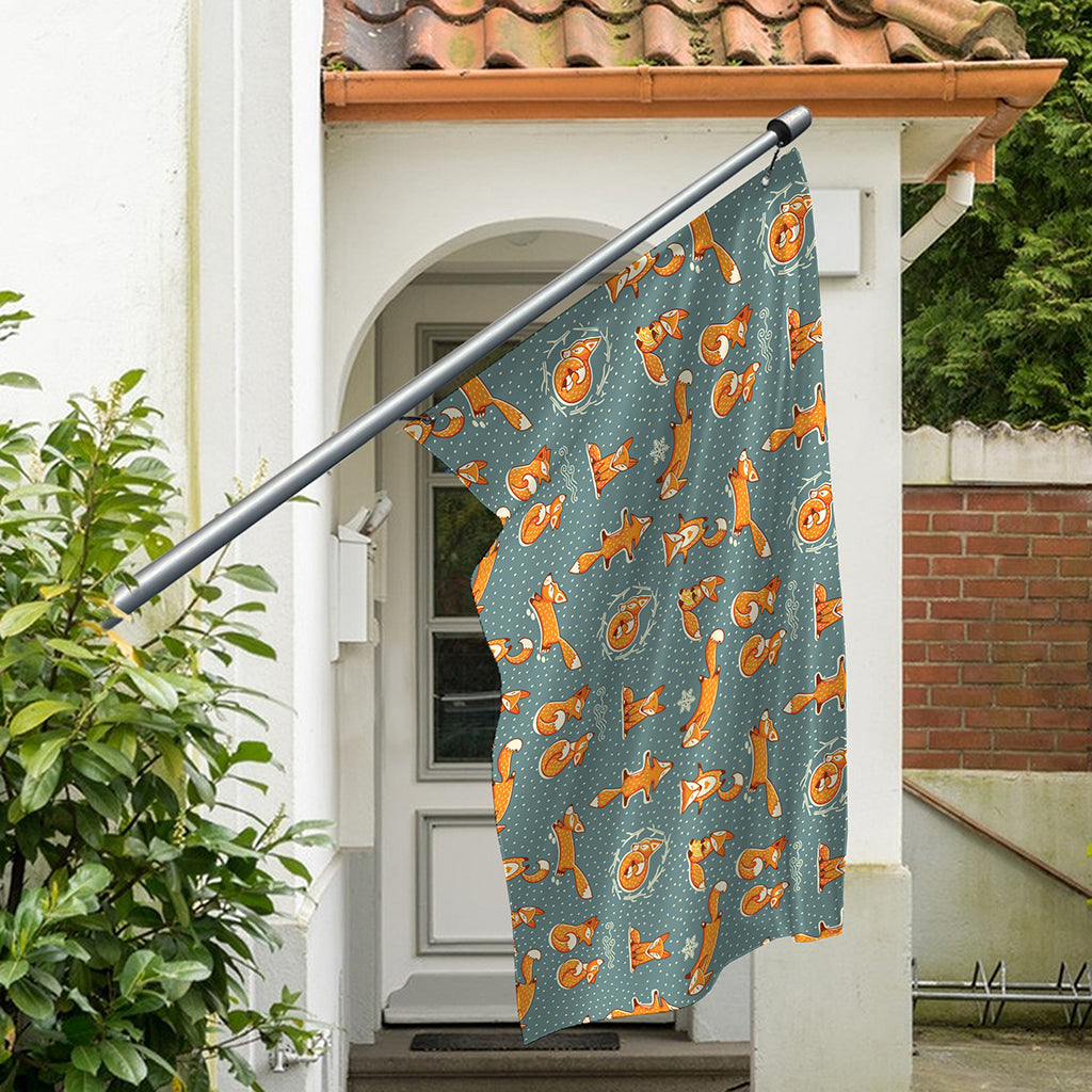 Christmas Fox Pattern Print Polyester Flag