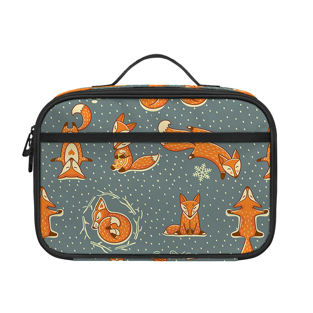Christmas Fox Pattern Print Portable Lunch Bag