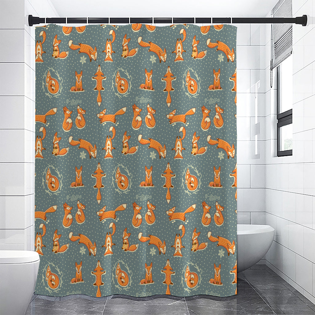 Christmas Fox Pattern Print Premium Shower Curtain