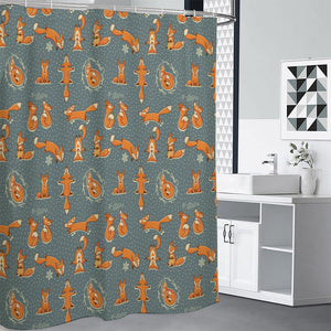 Christmas Fox Pattern Print Premium Shower Curtain