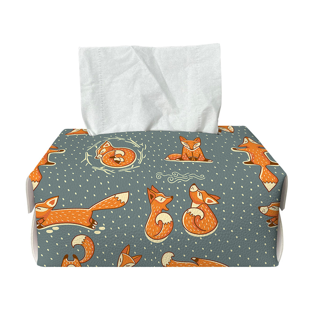 Christmas Fox Pattern Print Rectangle Tissue Box Cover