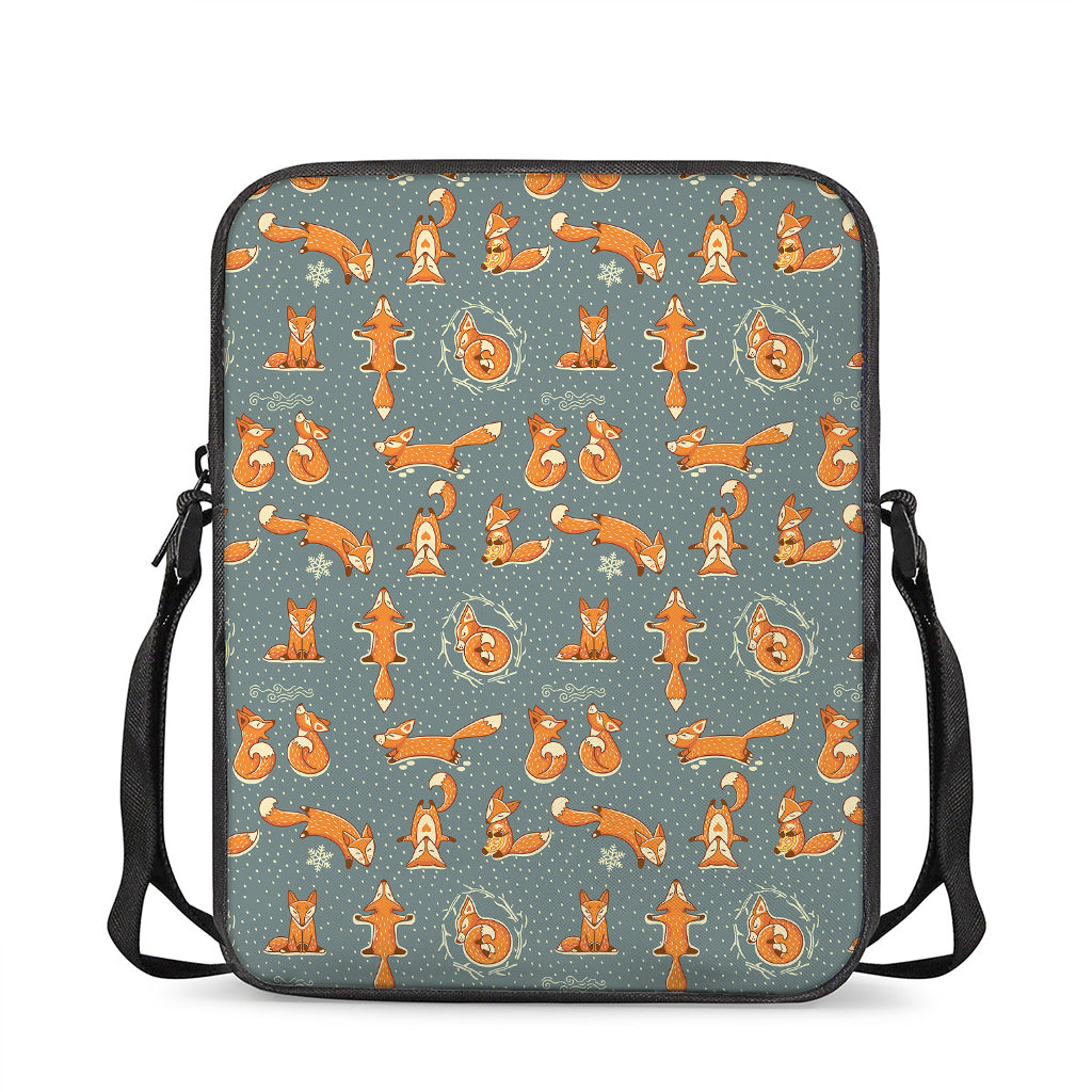 Christmas Fox Pattern Print Rectangular Crossbody Bag