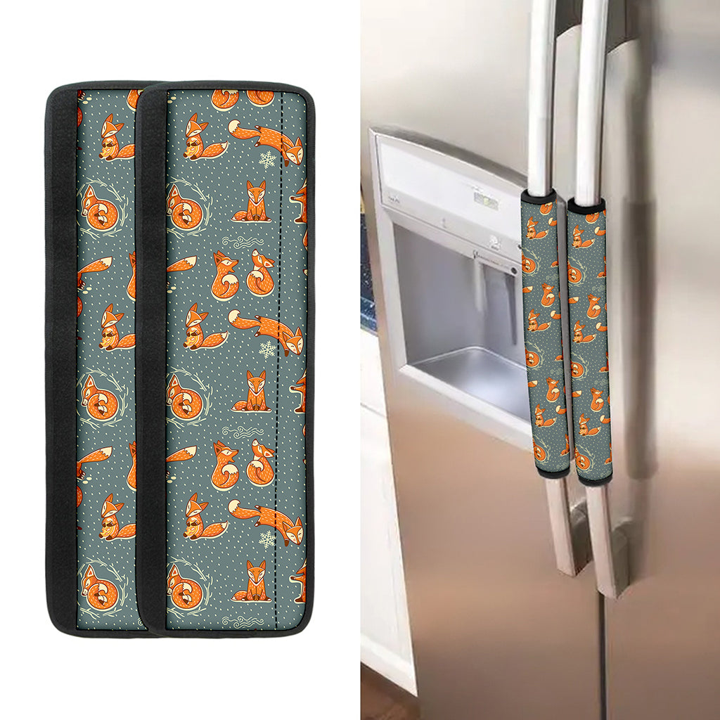 Christmas Fox Pattern Print Refrigerator Handle Covers