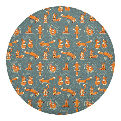 Christmas Fox Pattern Print Round Blanket