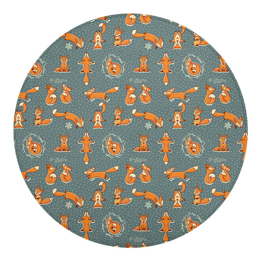 Christmas Fox Pattern Print Round Blanket