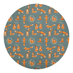 Christmas Fox Pattern Print Round Blanket