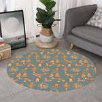 Christmas Fox Pattern Print Round Rug