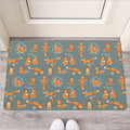 Christmas Fox Pattern Print Rubber Doormat