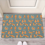Christmas Fox Pattern Print Rubber Doormat