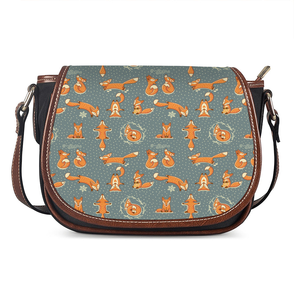 Christmas Fox Pattern Print Saddle Bag