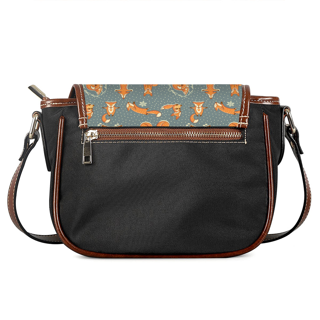 Christmas Fox Pattern Print Saddle Bag