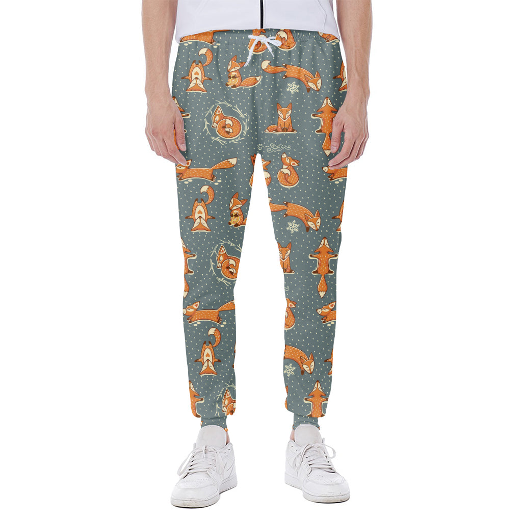 Christmas Fox Pattern Print Scuba Joggers