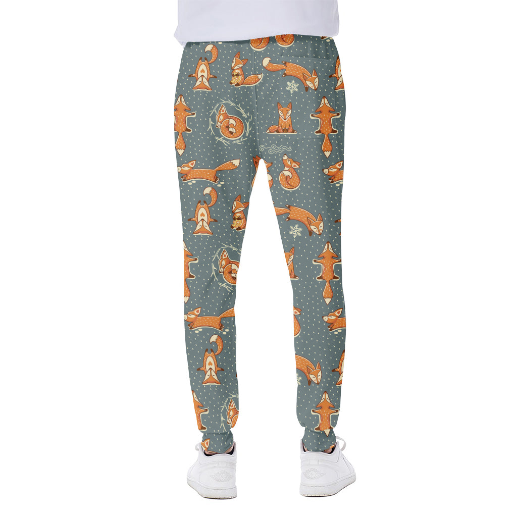 Christmas Fox Pattern Print Scuba Joggers
