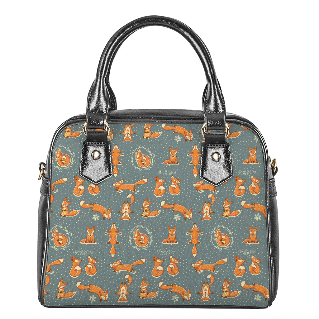 Christmas Fox Pattern Print Shoulder Handbag