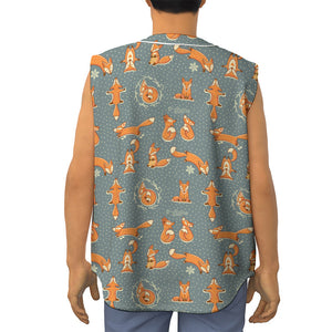 Christmas Fox Pattern Print Sleeveless Baseball Jersey