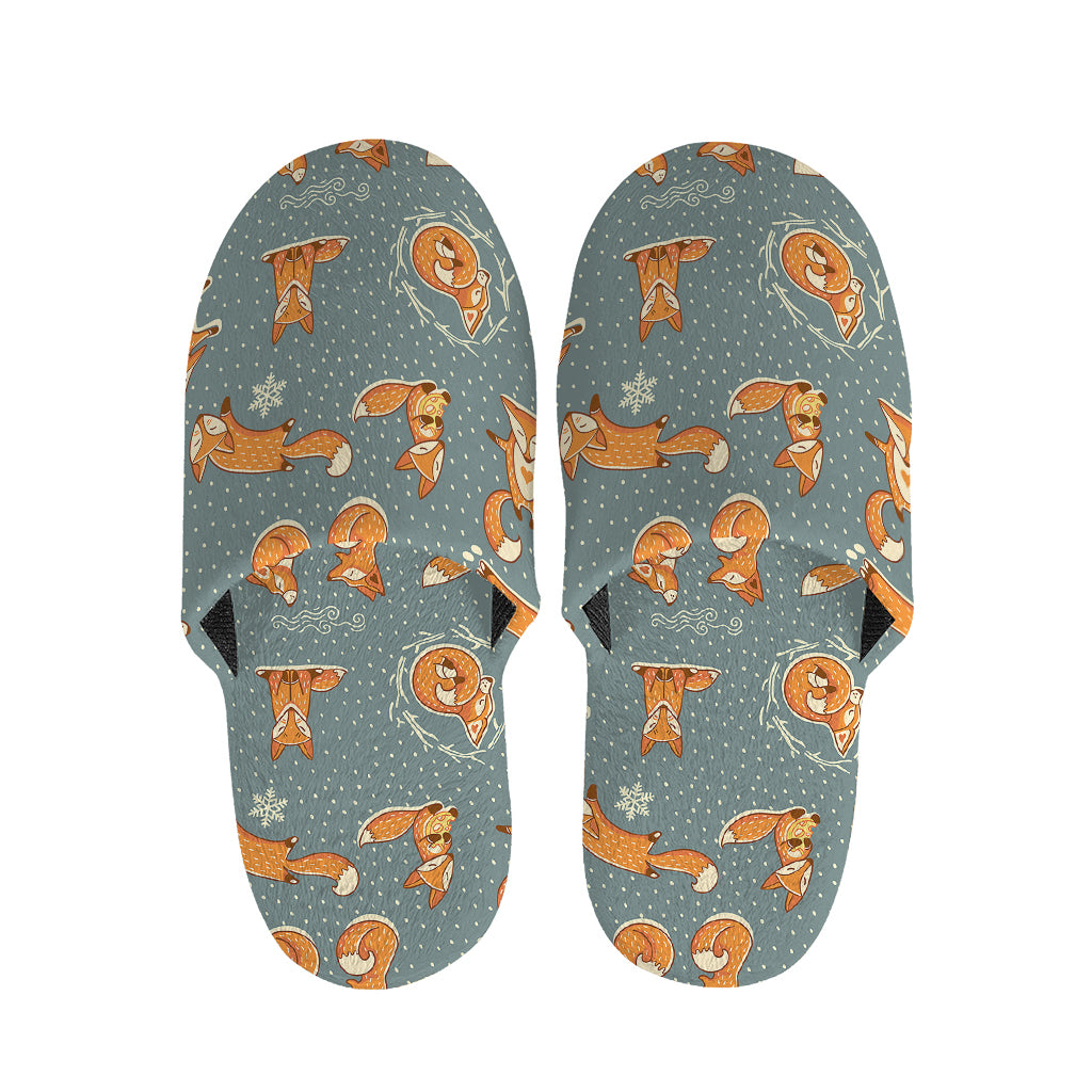 Christmas Fox Pattern Print Slippers