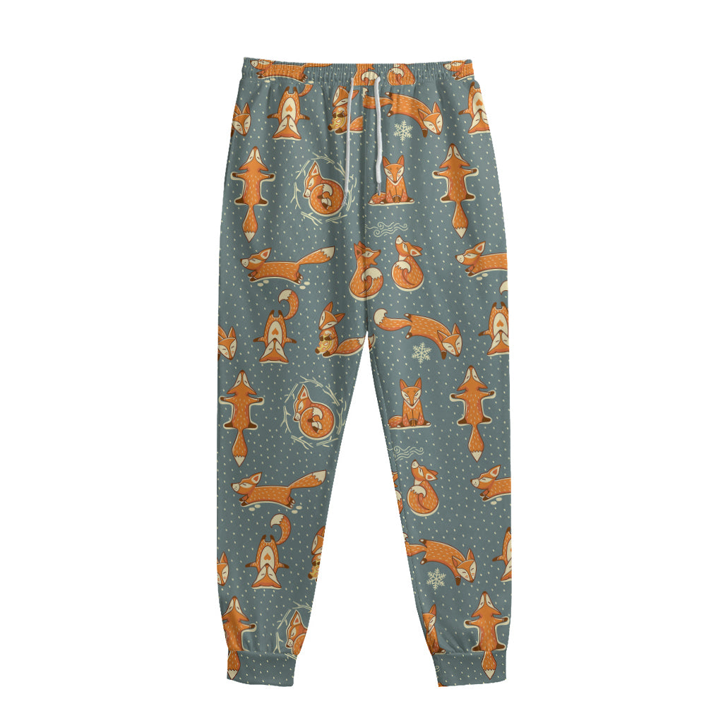 Christmas Fox Pattern Print Sweatpants