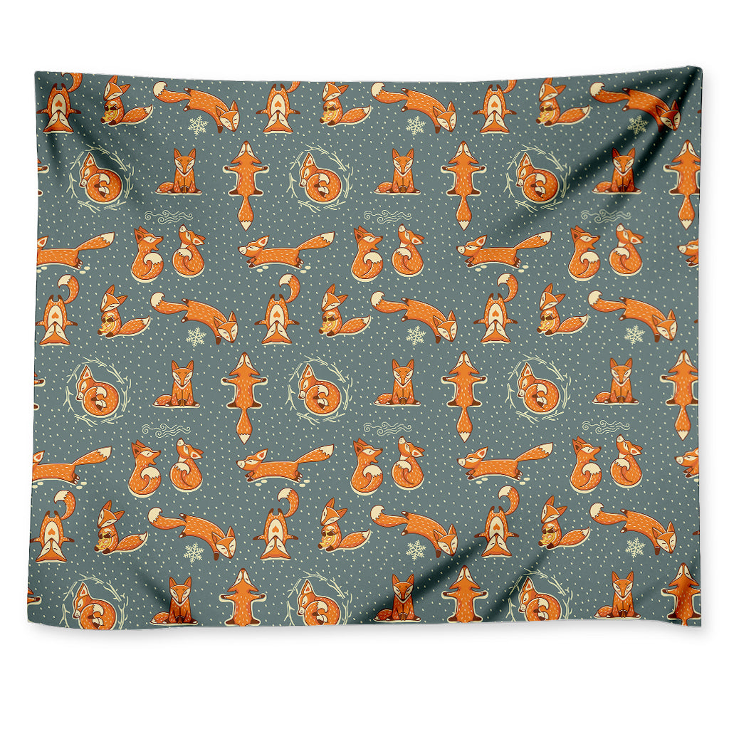 Christmas Fox Pattern Print Tapestry