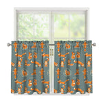 Christmas Fox Pattern Print Tier Curtains