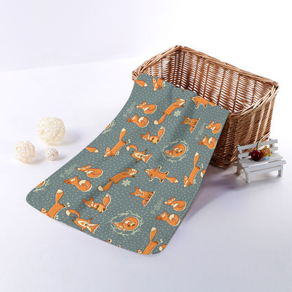 Christmas Fox Pattern Print Towel