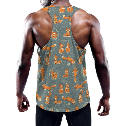 Christmas Fox Pattern Print Training Tank Top