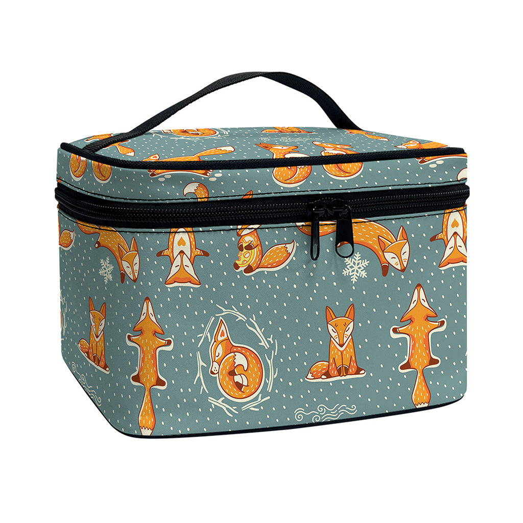 Christmas Fox Pattern Print Travel Makeup Bag