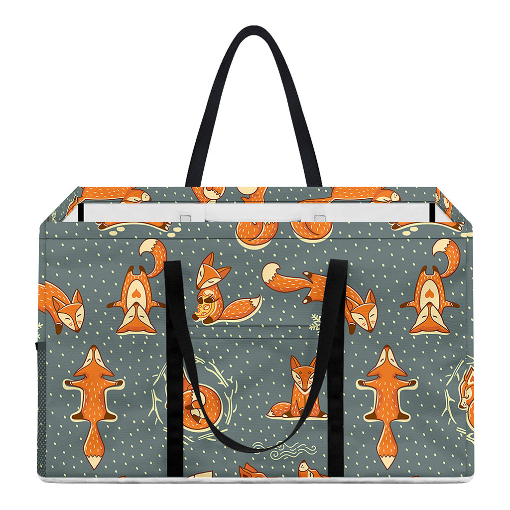 Christmas Fox Pattern Print Utility Tote Bag
