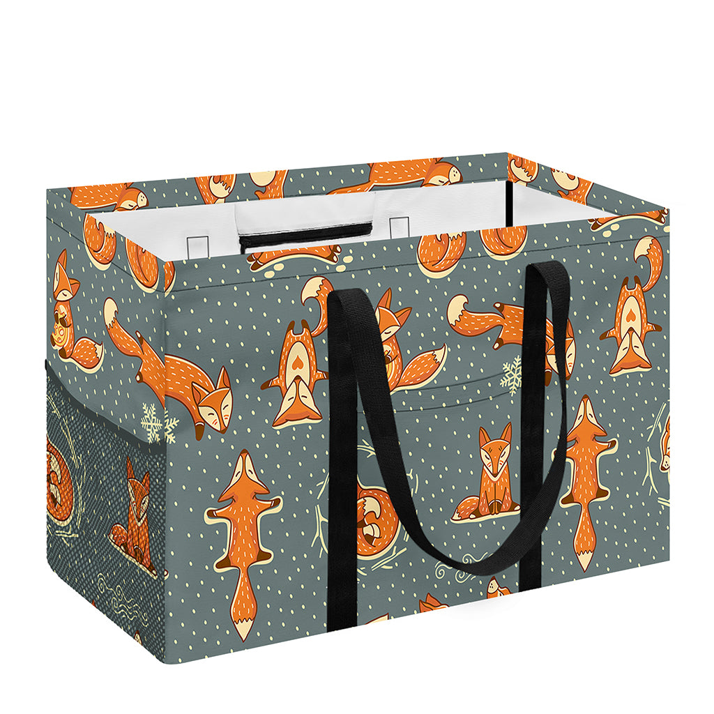 Christmas Fox Pattern Print Utility Tote Bag