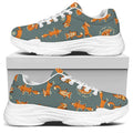 Christmas Fox Pattern Print White Chunky Shoes