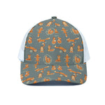 Christmas Fox Pattern Print White Mesh Trucker Cap