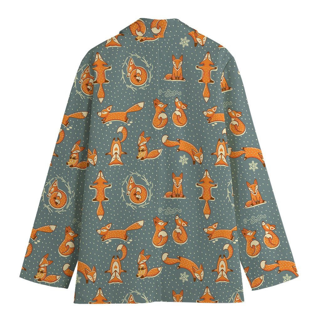 Christmas Fox Pattern Print Women's Blazer