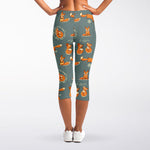 Christmas Fox Pattern Print Women's Capri Leggings