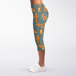 Christmas Fox Pattern Print Women's Capri Leggings
