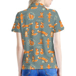 Christmas Fox Pattern Print Women's Polo Shirt
