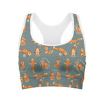 Christmas Fox Pattern Print Women's Sports Bra