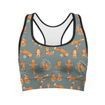 Christmas Fox Pattern Print Women's Sports Bra