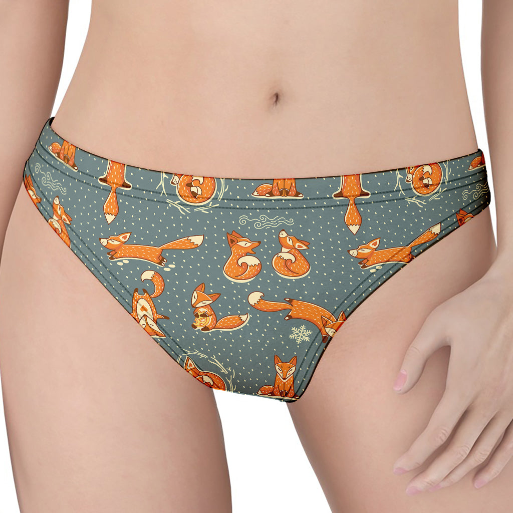 Christmas Fox Pattern Print Women's Thong