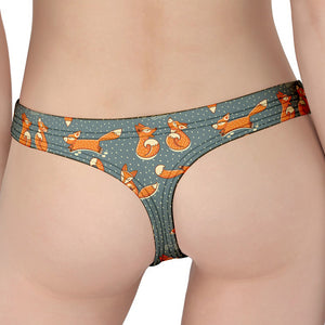 Christmas Fox Pattern Print Women's Thong